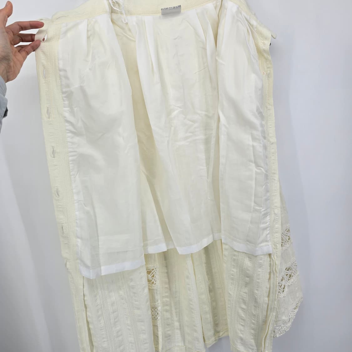 MEICO 레이스 롱 스커트 버튼 빈티지 스커트 아이보리 여성 스커트 상품이미지4