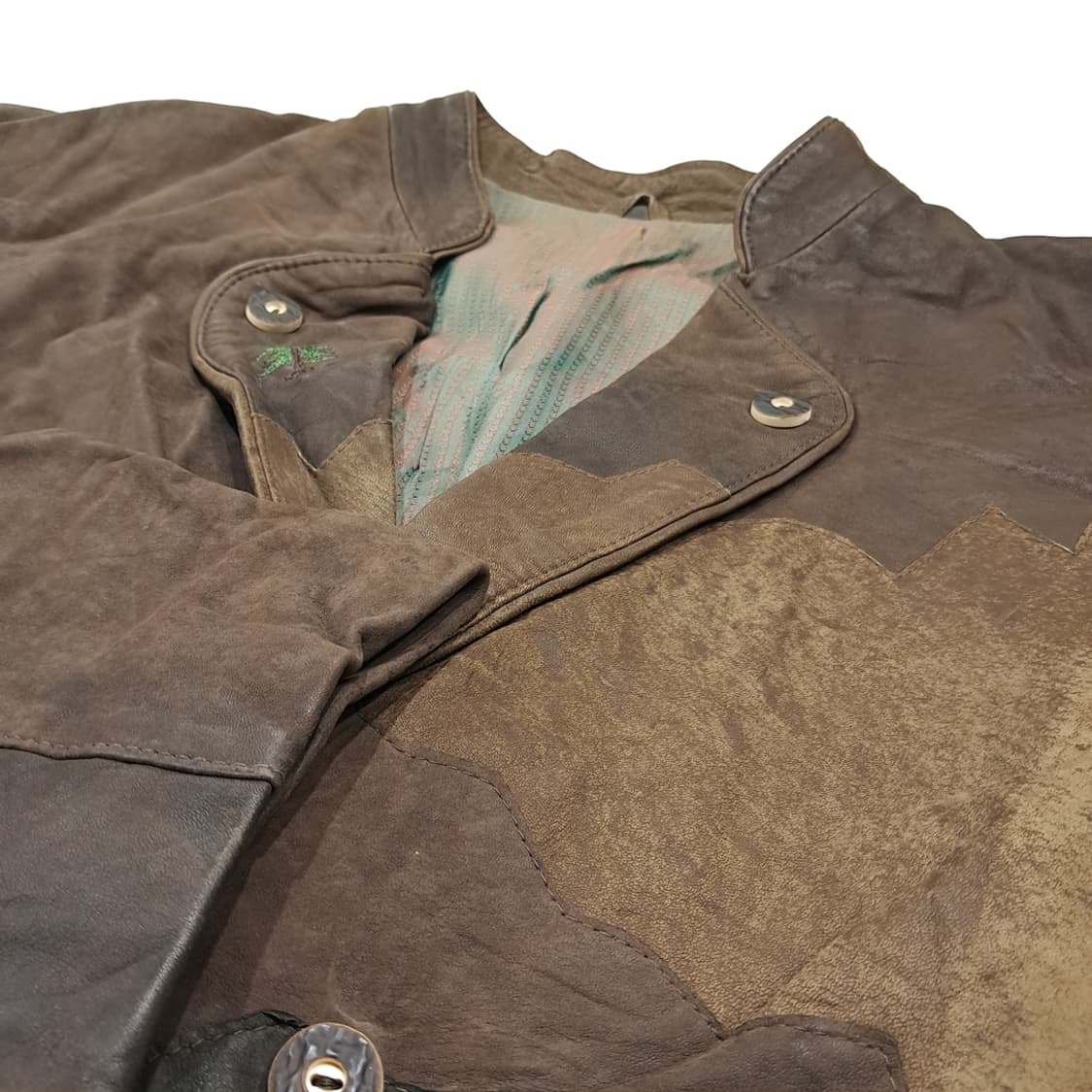 CL334 XL 80s 서독판 가죽 패치워크자수 브라운 자켓 아우터 상품이미지6