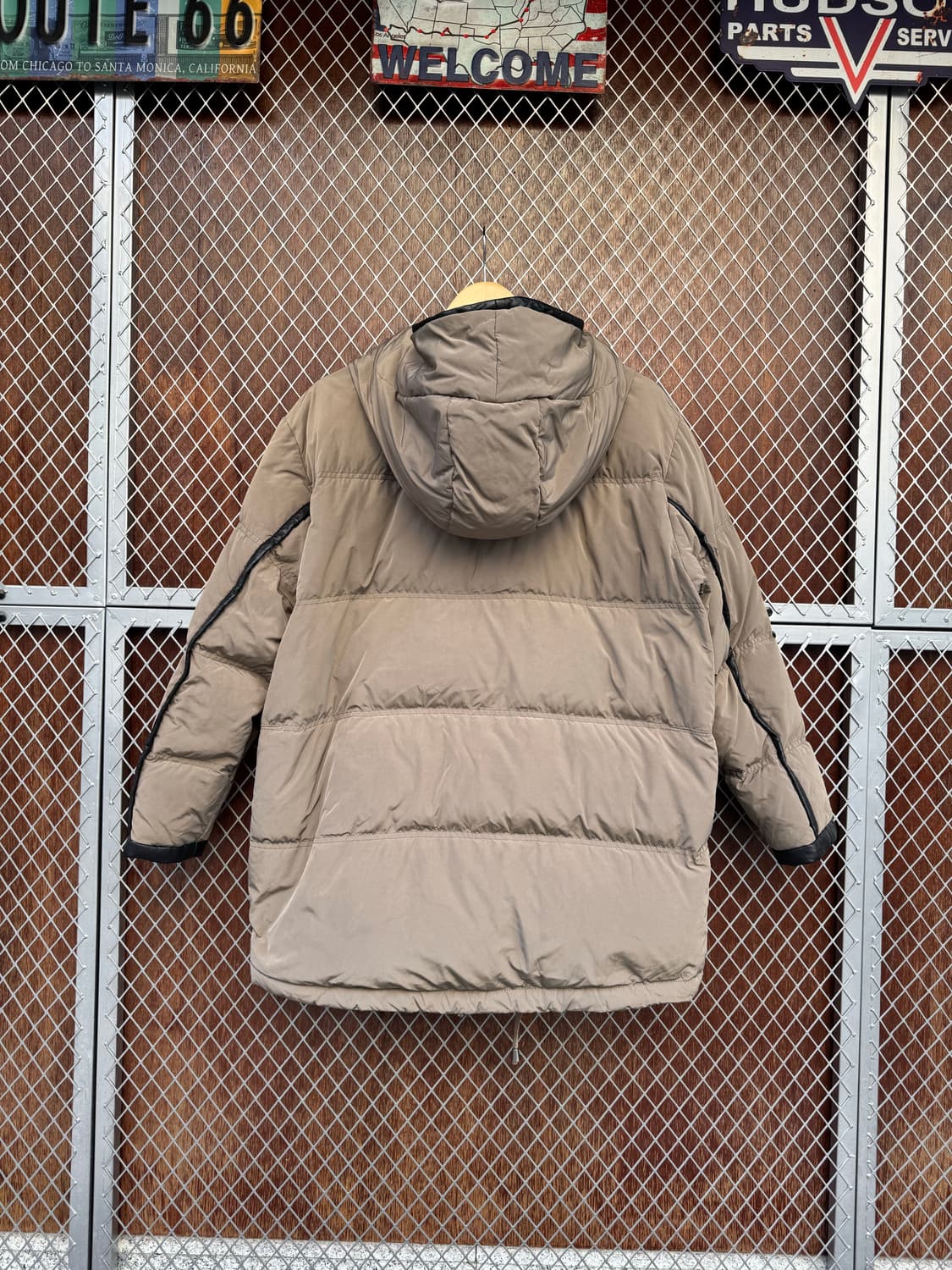 마쥬 maje 후드 덕다운 소가죽 배색 푸퍼 패딩 M 상품이미지4