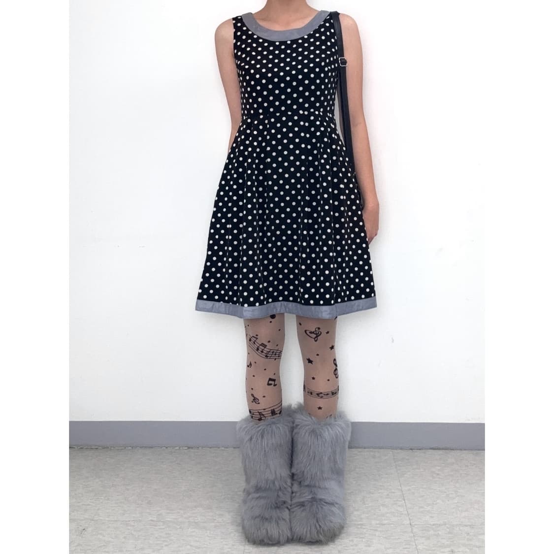 빈티지 도트 슬리브리스 원피스 상품이미지2