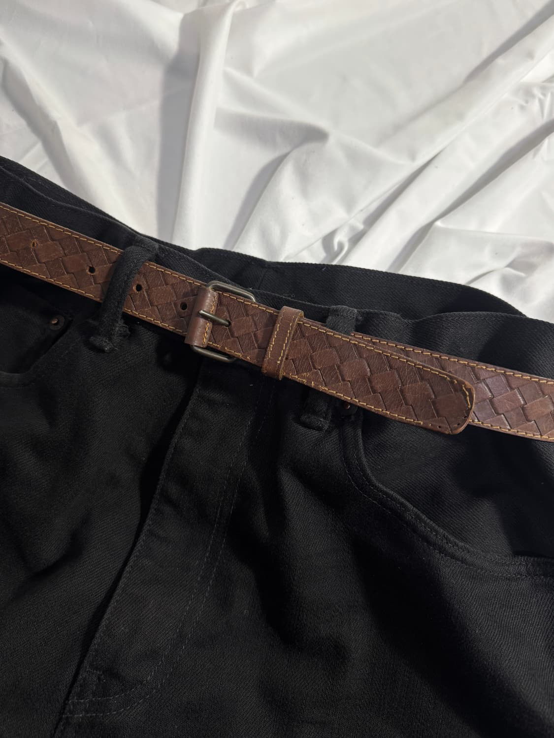 빈티지 체커보드 레더 벨트 스케이트보드 스트릿 상품이미지3