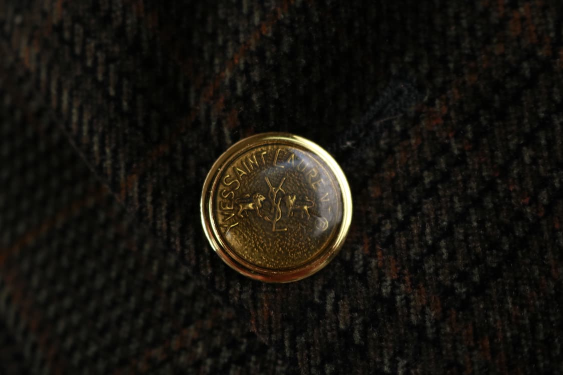 [L] 90's 입생로랑 체크 벨벳 자켓 상품이미지3