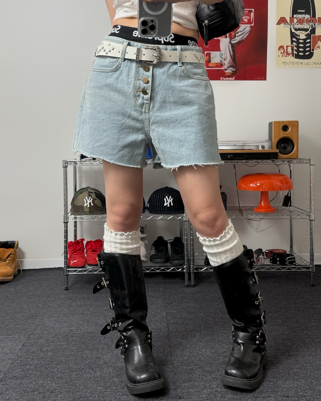Vintage 연청 데님 숏팬츠 상품이미지2