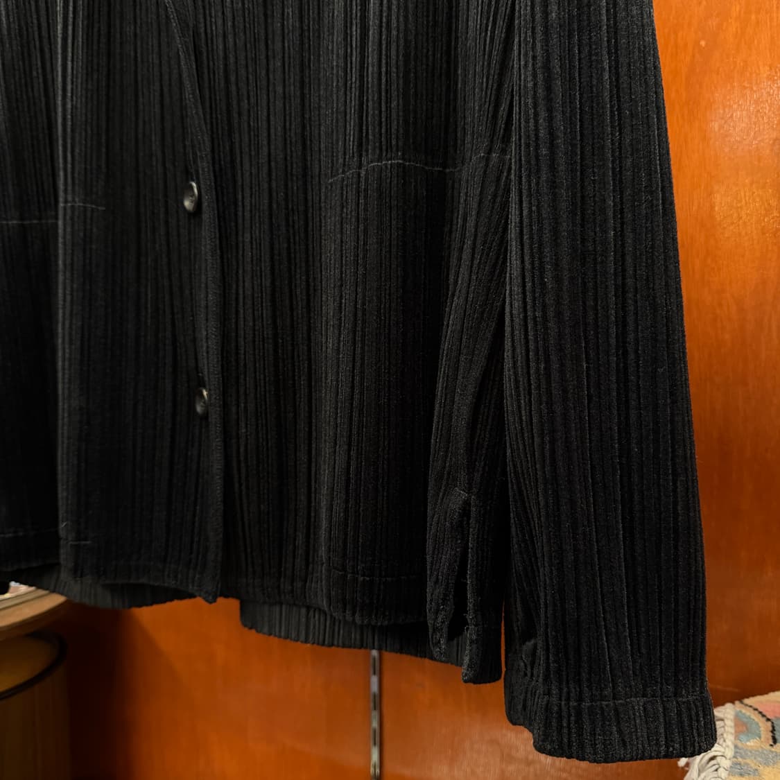 플리츠 플리즈 벨벳 플리츠 숄 카라 자켓 [ 66-77 ] 상품이미지4