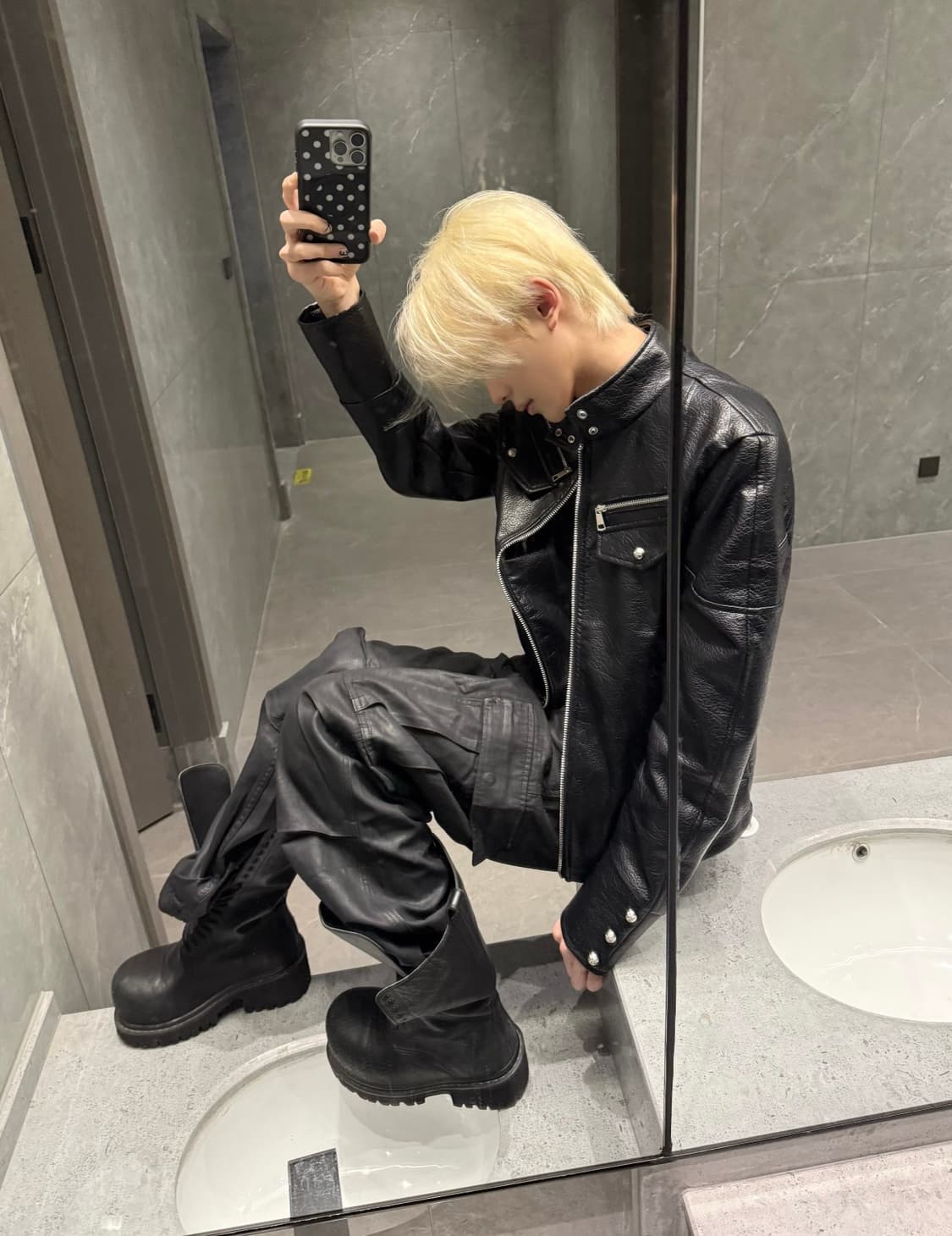 Knight Armor High-Neck Leather Jacket 상품이미지2