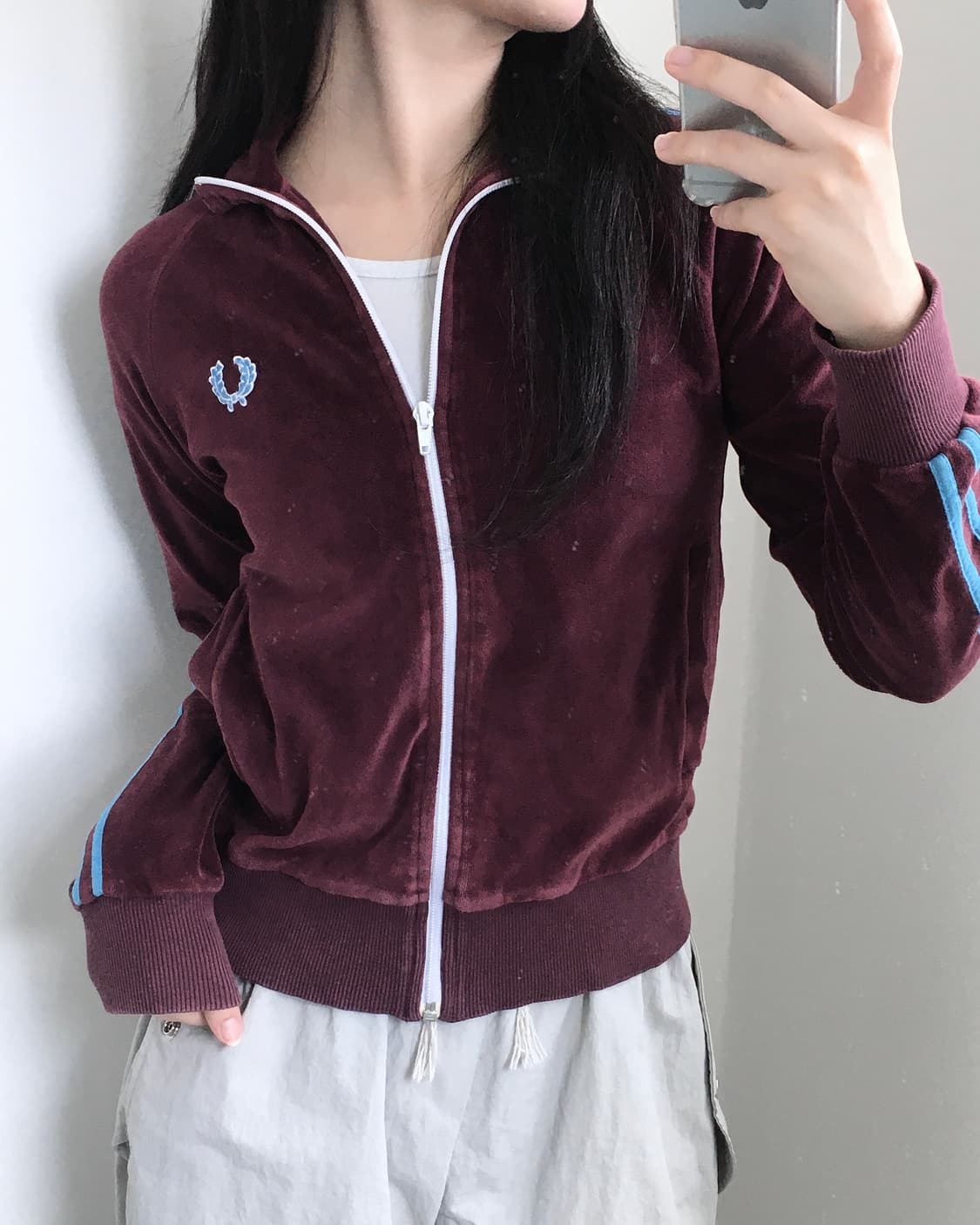 Fredperry 프레드페리 버건디 벨루어 트랙탑  상품이미지2