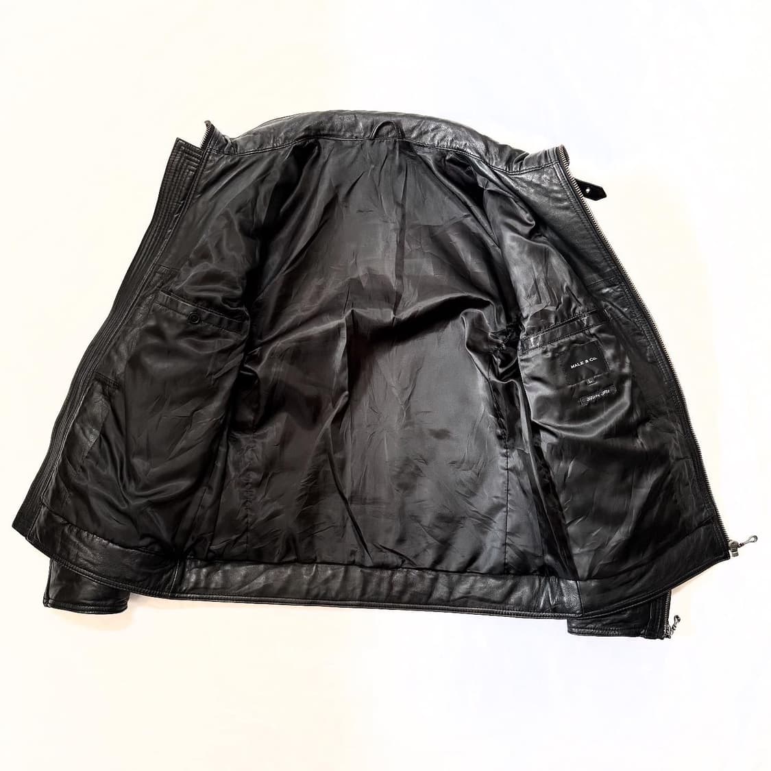 MALE&CO - 하이넥 레더 자켓 상품이미지4