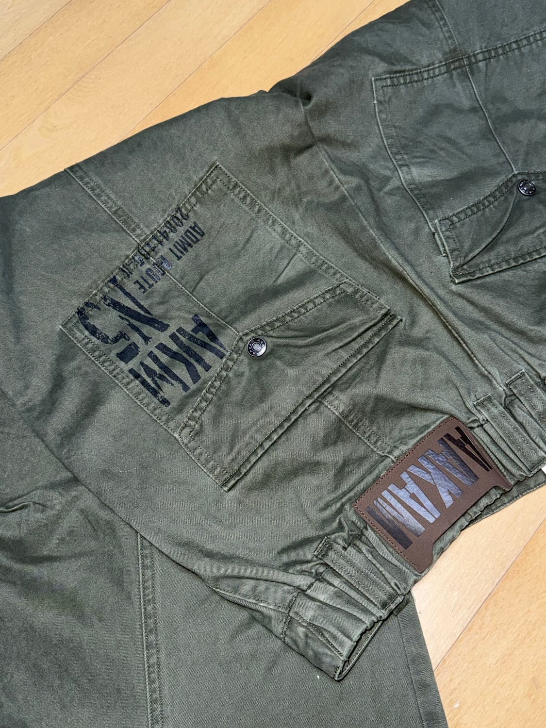 아캄 코튼 와이드 카고 팬츠 카키 1사이즈 상품이미지2