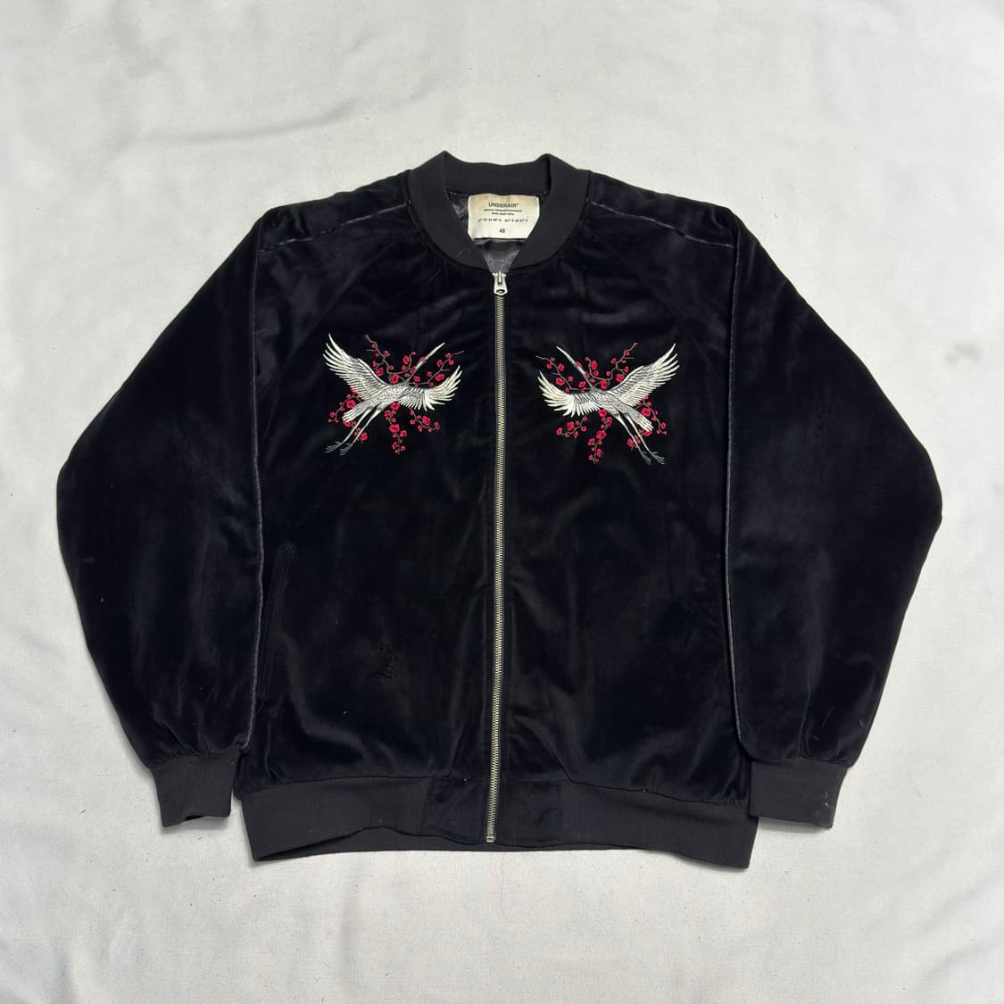 48 언더에어 학 자수 벨벳 스카쟌 점퍼 상품이미지2