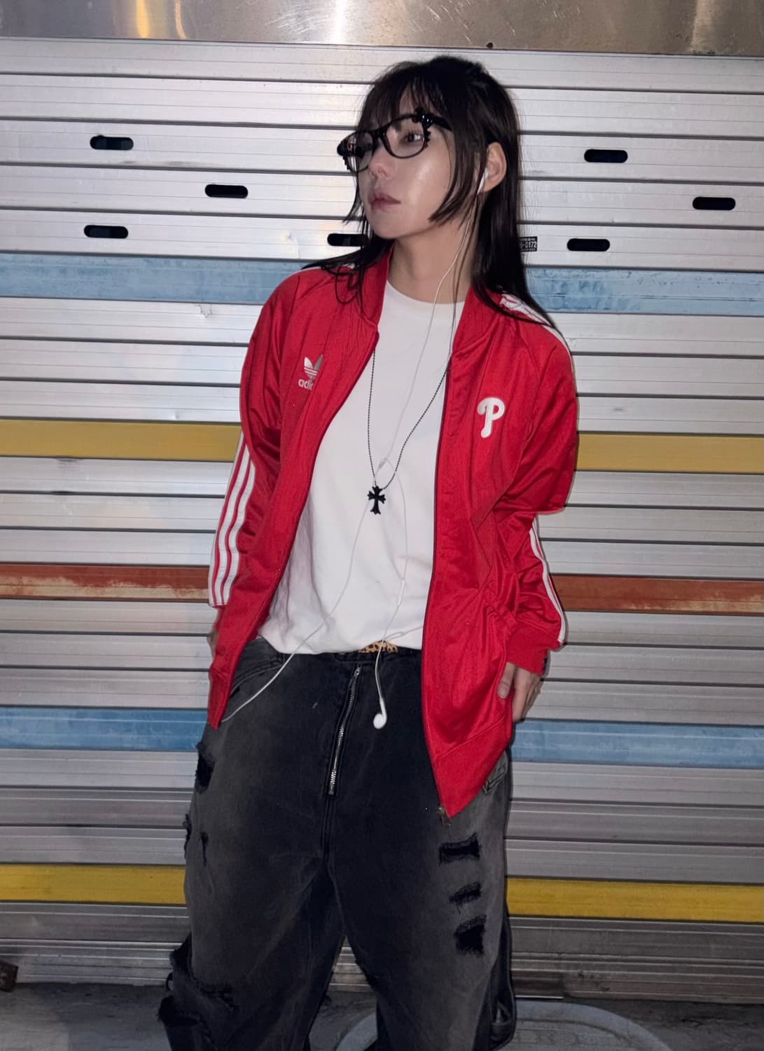 90s ADIDAS 올드스쿨 필라델피아 레드 져지 트랙탑 상품이미지1