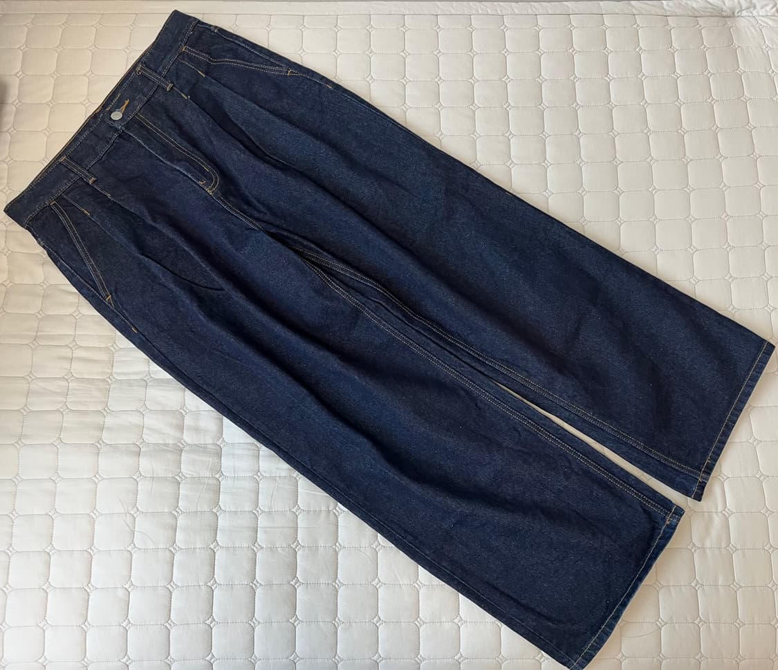 32) 무신사스탠다드 투턱 와이드 데님 팬츠 인디고  상품이미지1