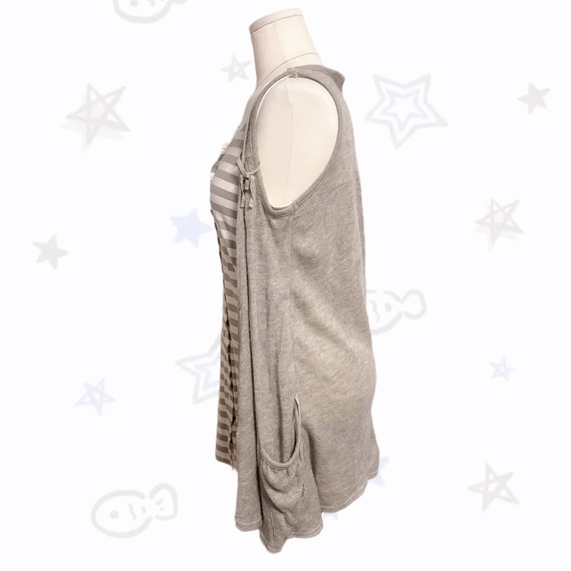 코코모리 핀터깔 녹차맛 모리걸 대장 바선생 시골모리 레이어드 티 가디건 상품이미지3