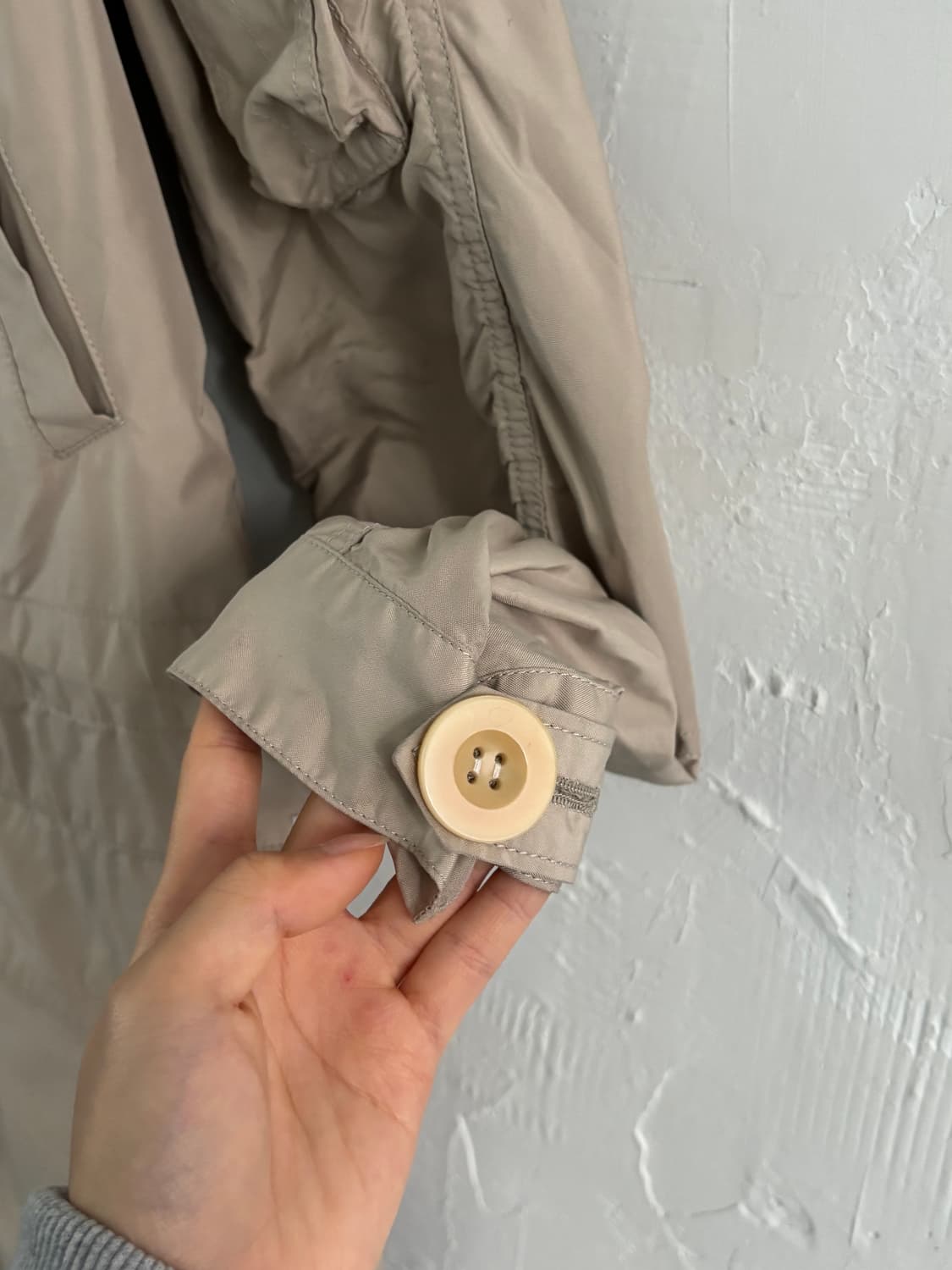 Sacai 사카이 밀리터리 베이지 실크 혼방 코트 상품이미지5