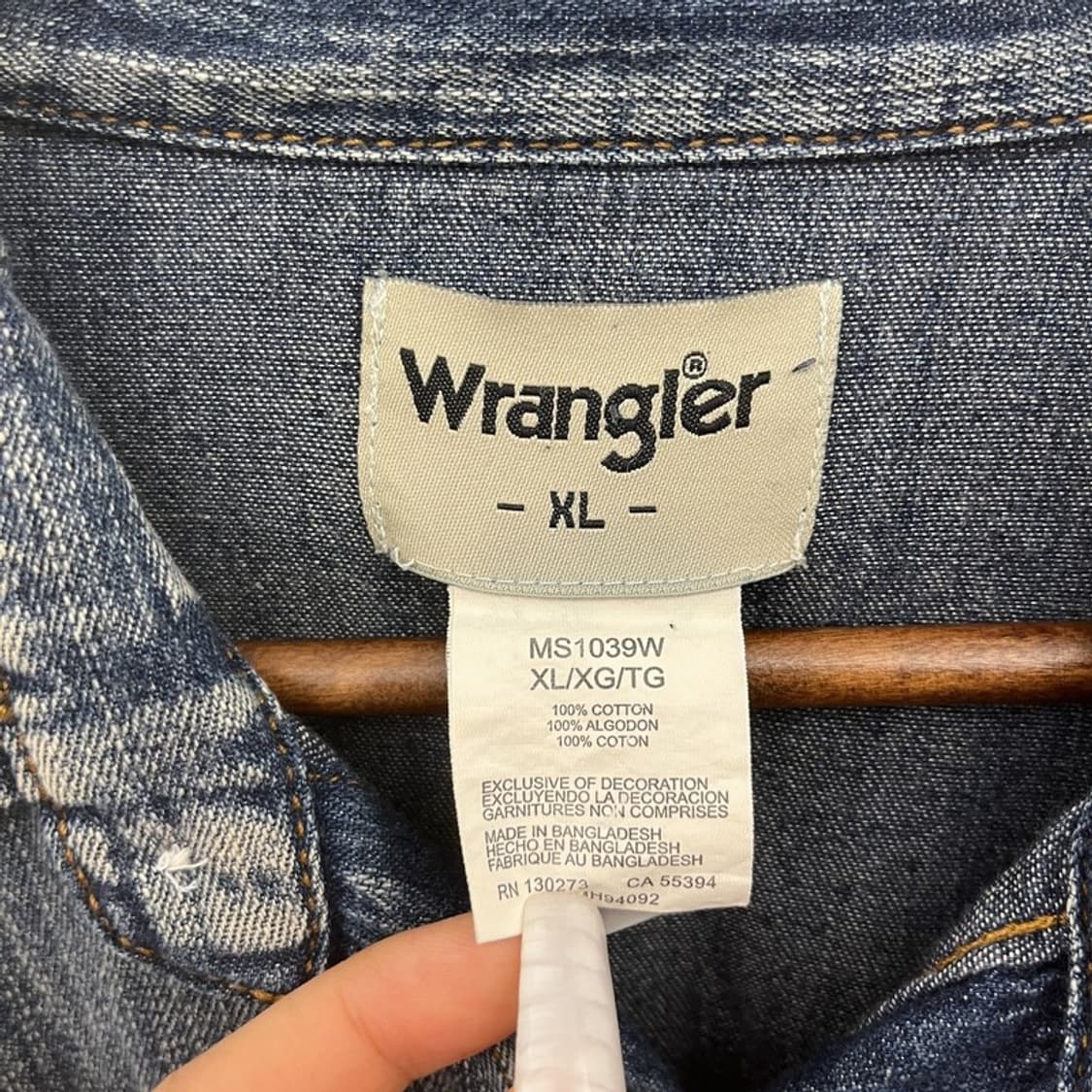 랭글러 컨트리 웨스턴 빈티지 워싱 데님 셔츠 XL C10872 상품이미지5