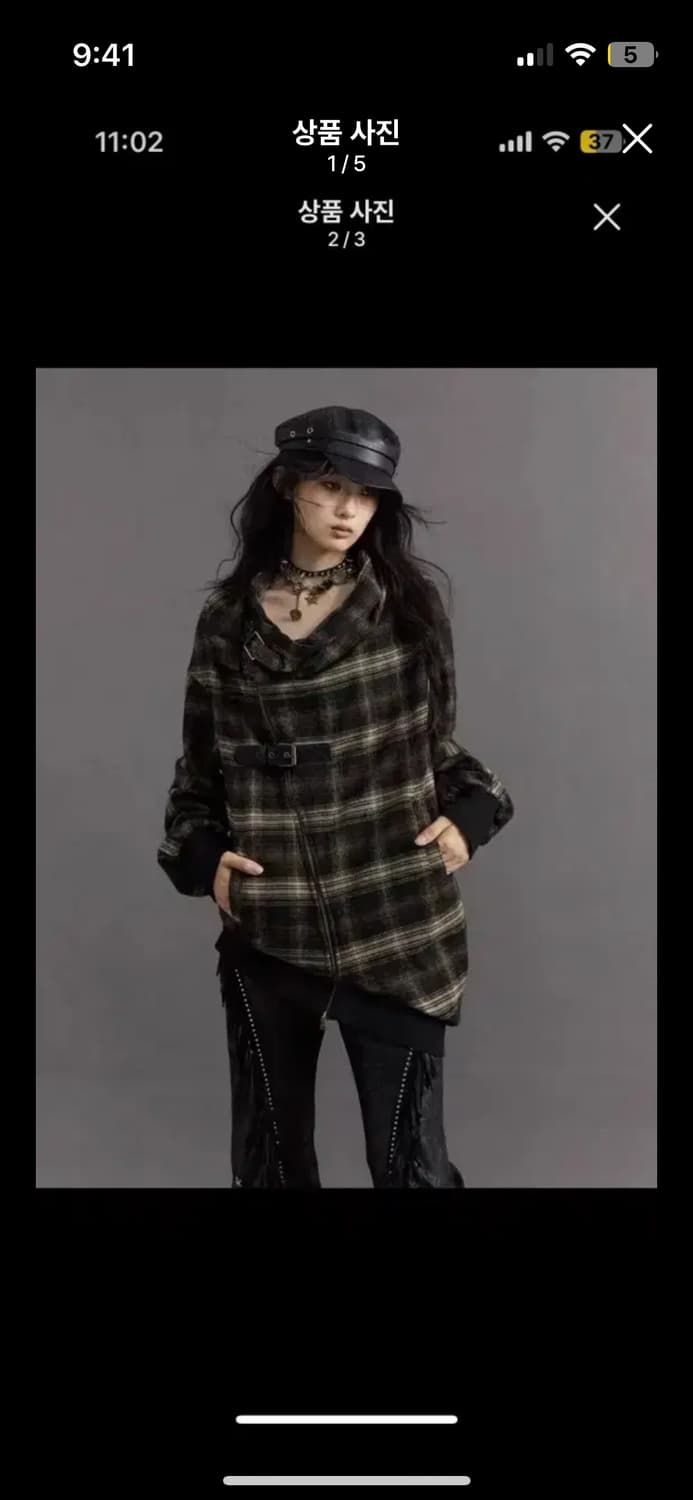 Shopcor NO ROMANCE 빈티지 밀레니얼 펑크 체크 니트집업 상품이미지1