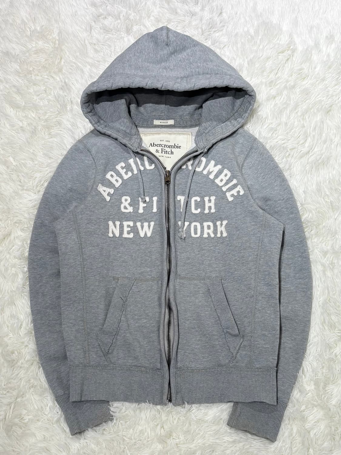 아베크롬비 빅로고 그레이 후드집업 상품이미지4