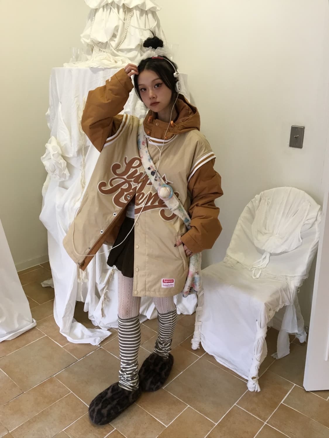 슈프림 미첼앤네스 후드패딩 상품이미지2