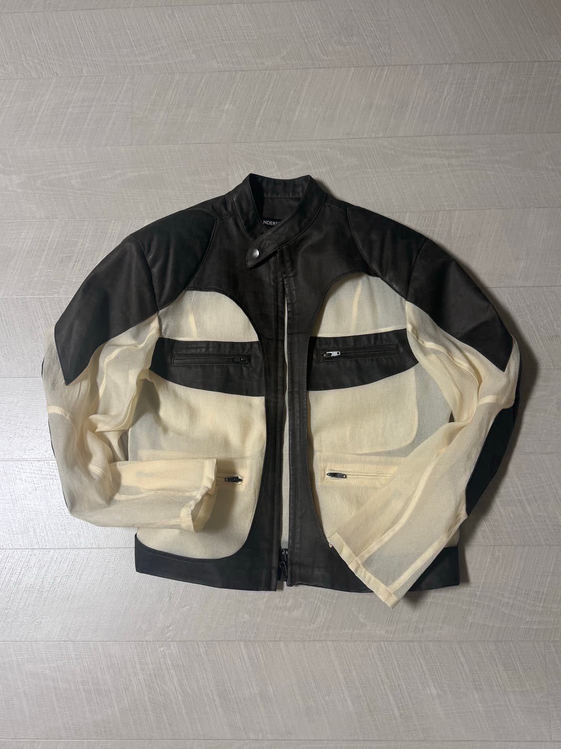 앤더슨벨 시어서커 레더 자켓 브라운 M 상품이미지1