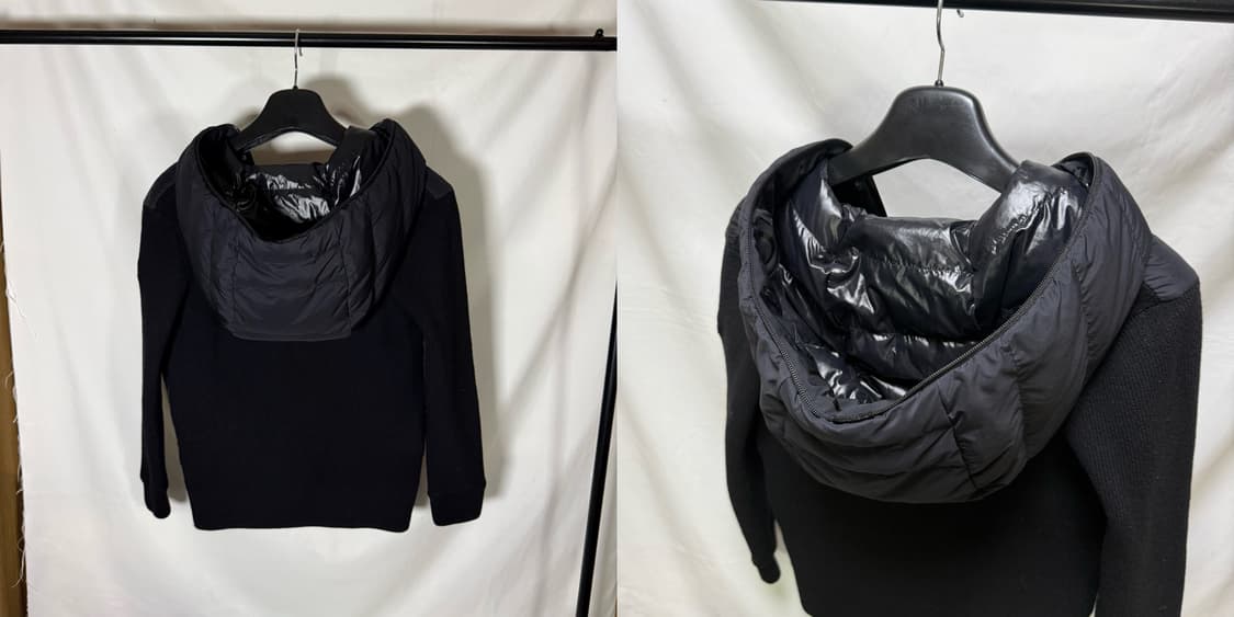 몽클레어 트리콧 패치로고 블랙 와펜 후드 니트패딩 자켓 상품이미지5