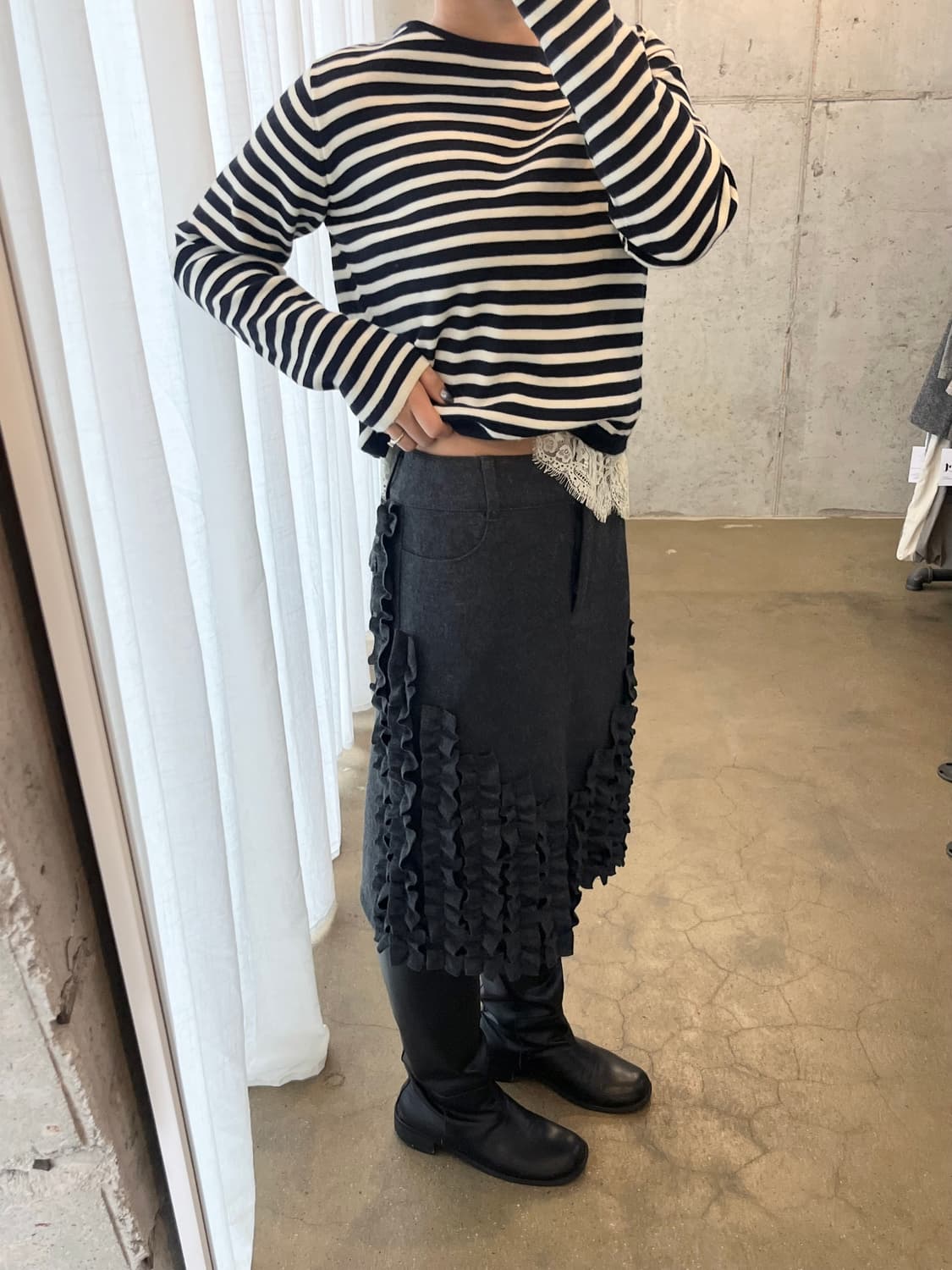 T.H.D LA MAISON 울 프릴 스커트 상품이미지3