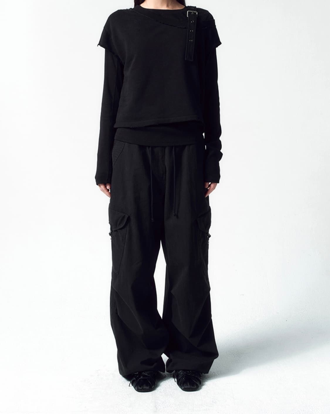 인사일런스 우먼 워시드 플라이트 카고 팬츠 BLACK 상품이미지1