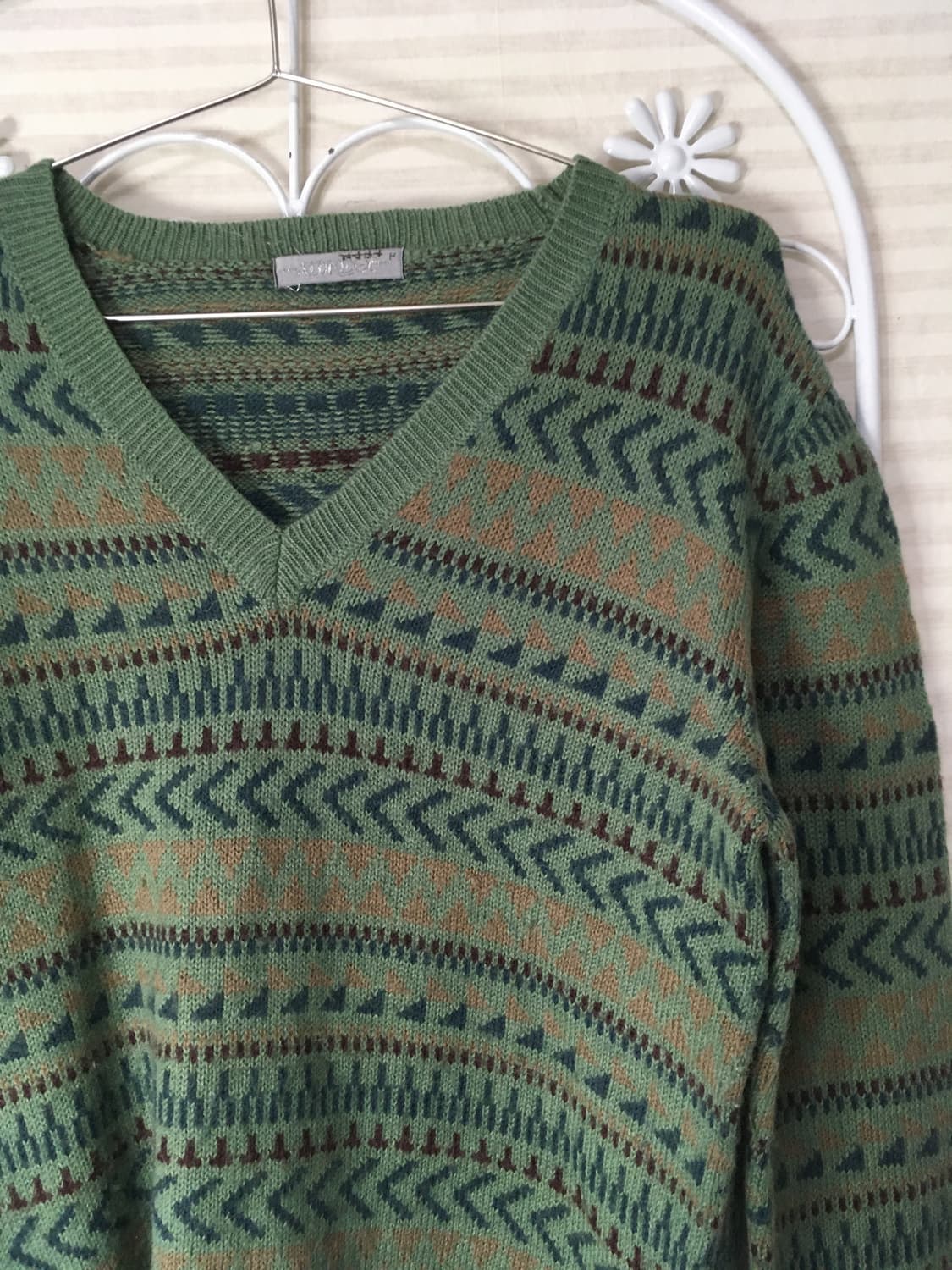 빈티지 민트 레디어 패턴 니트 y2k 스트릿 갸루 펑키 일본빈티지719  상품이미지3