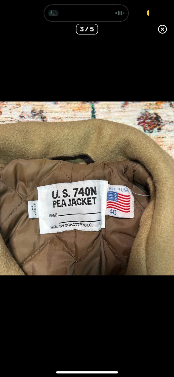 [L] made in usa 00s 쇼트 미해군 베이지 피코트 상품이미지3