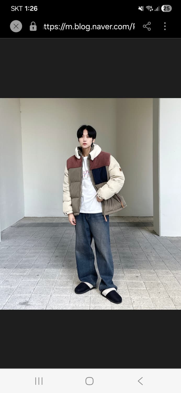 코닥 브라우니  컬러블록 덕다운 자켓 점퍼  패딩 라지 상품이미지2