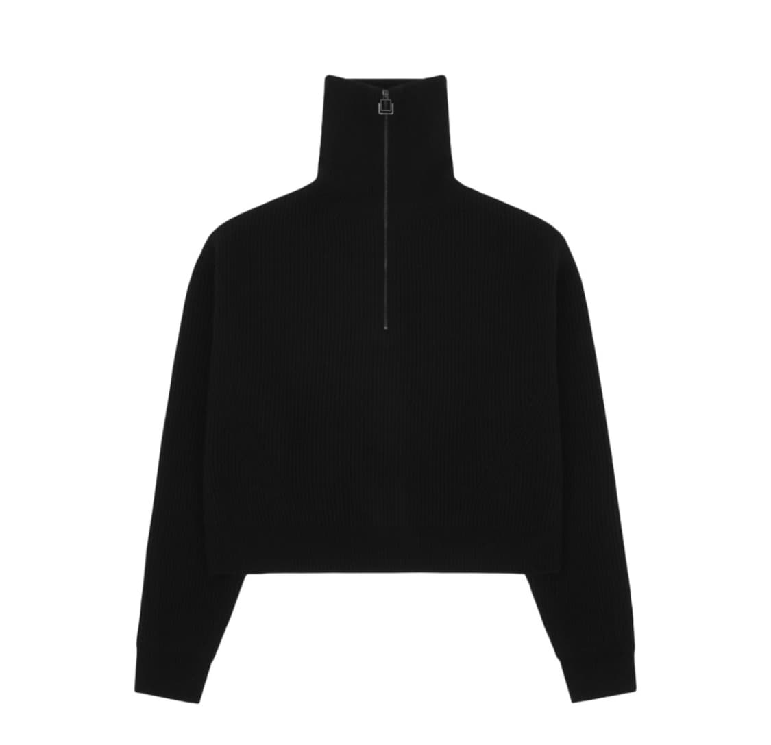 [48] 우영미 하프 집업 니트 블랙 상품이미지1