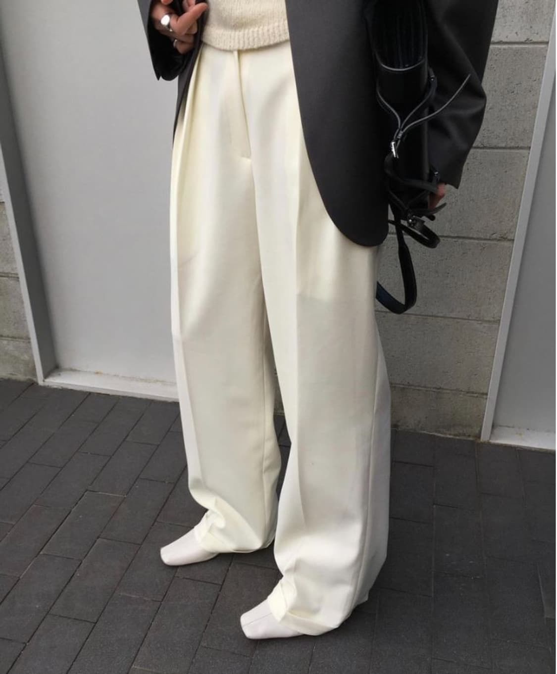 런던플랏 로우라이즈 핀턱 슬랙스 민트/블랙 상품이미지5