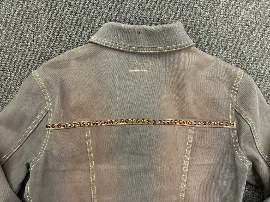 OS)Japanese vintage 여성 갈색 스터드 디테일 데님자켓 상품이미지9