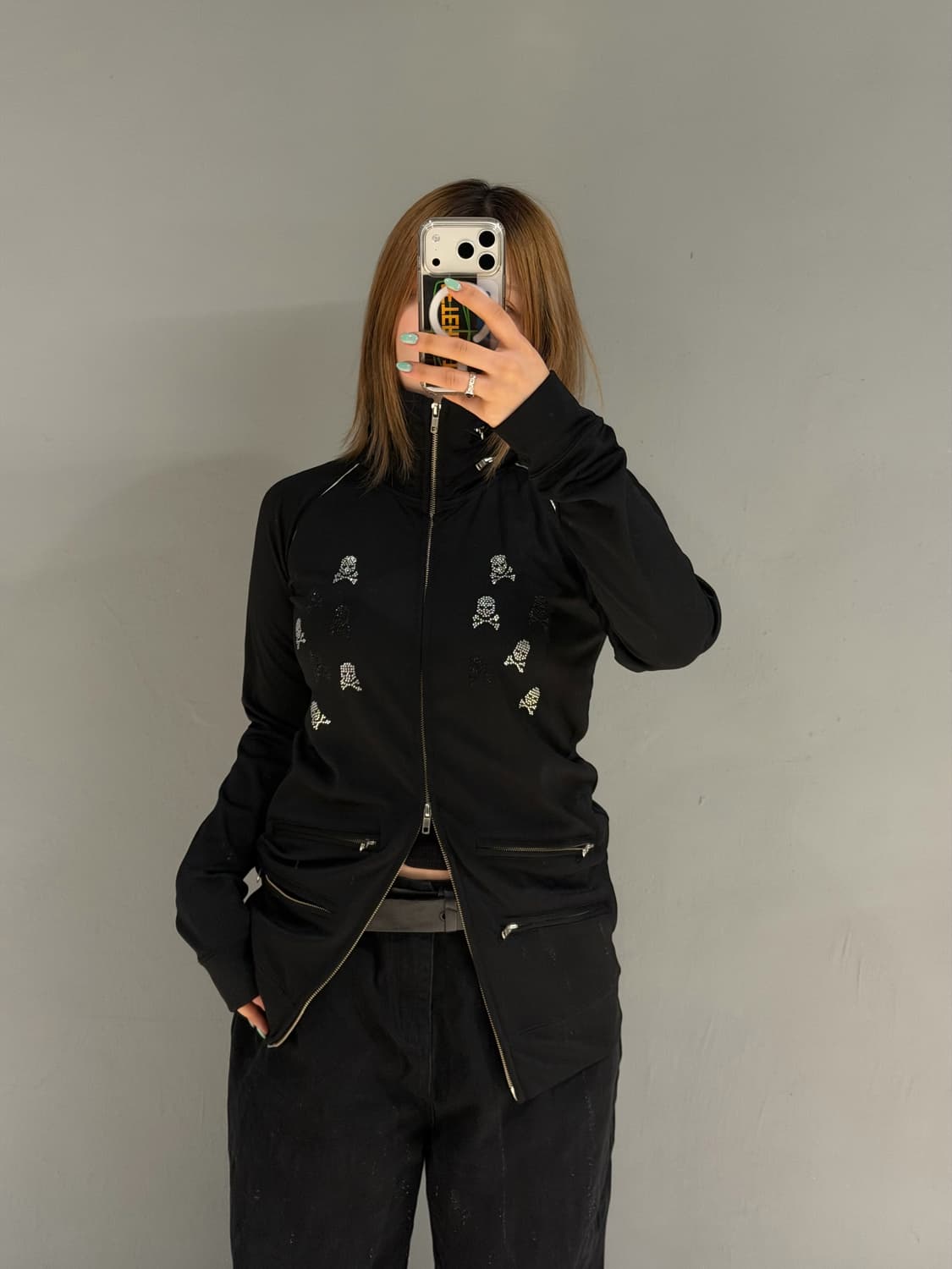 high-neck design skull cubic zip-up 상품이미지3