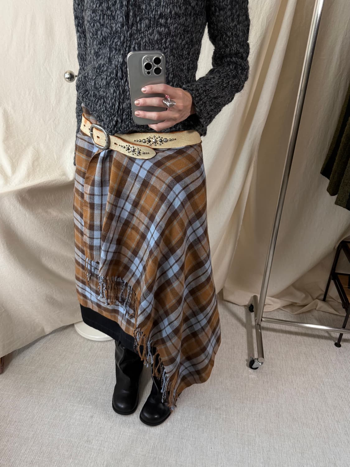 Check Wide Muffler 상품이미지1