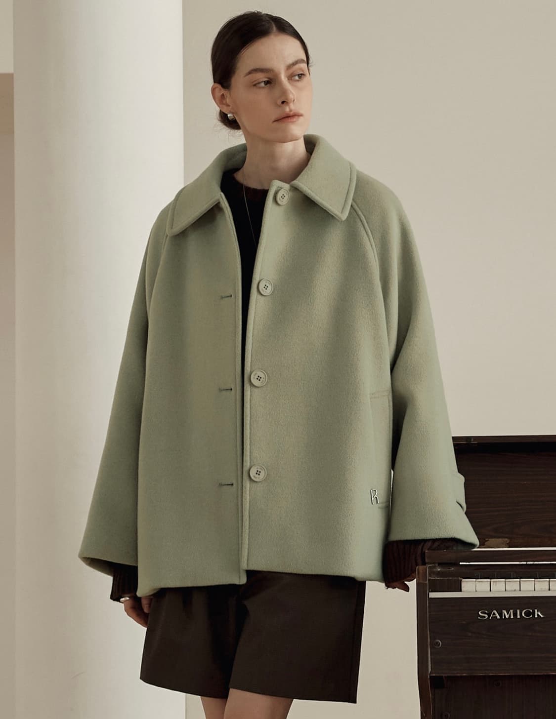 (새상품) 말차라떼컬러 캐시미어코트 (정가 40만원대) 상품이미지3