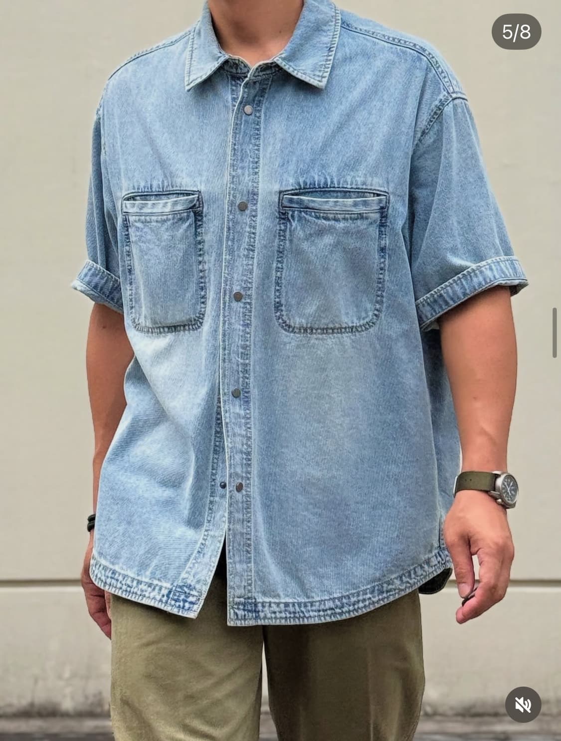 일꼬르소 세미오버핏 데님 반팔 셔츠 L(105-110) 상품이미지1