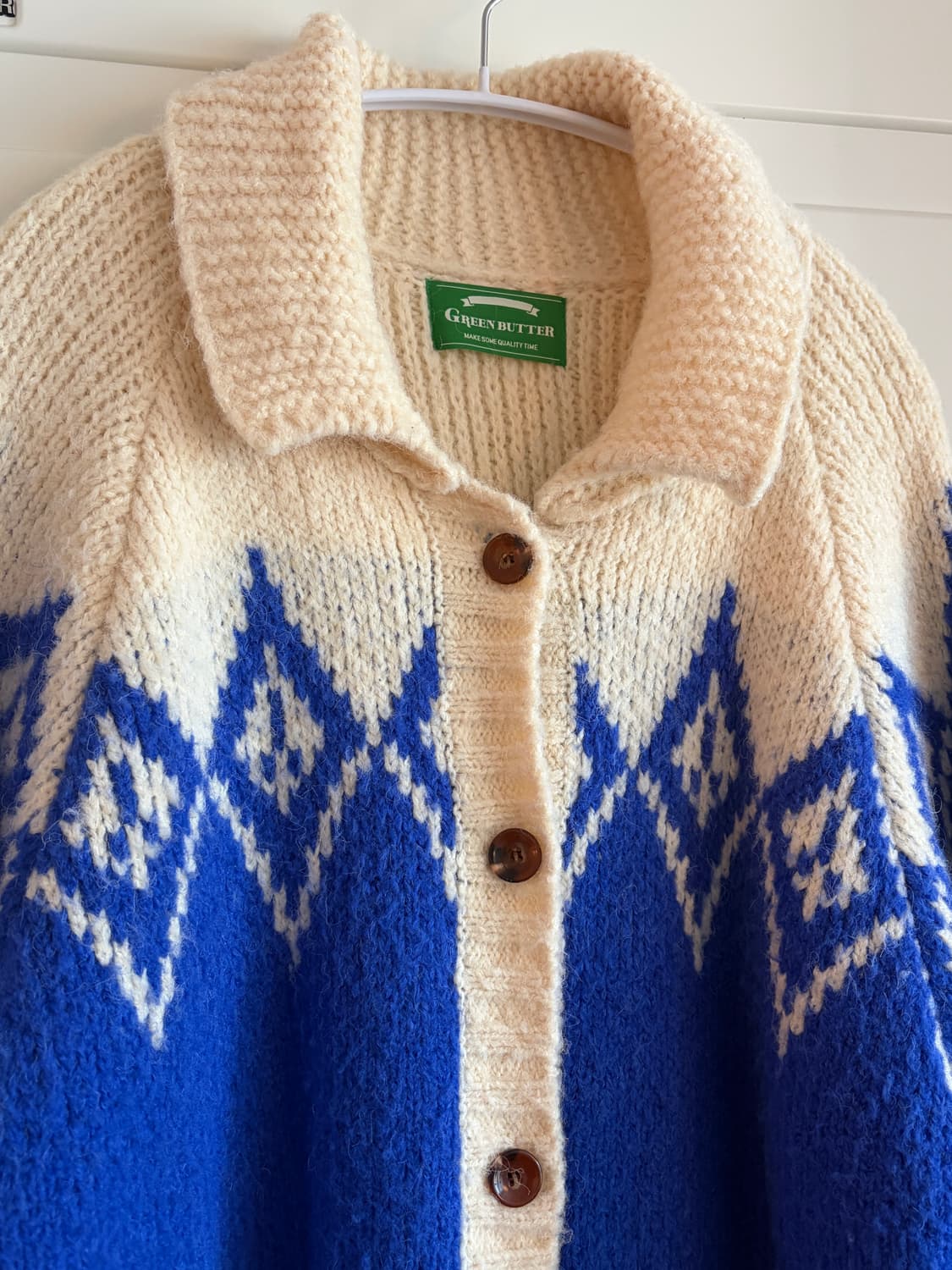 그린버터 노르딕 가디건 아이보리/블루 상품이미지4