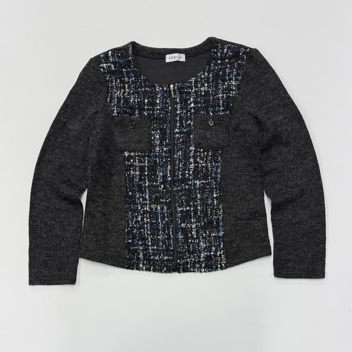 Tweed panel knit zip jacket 상품이미지2