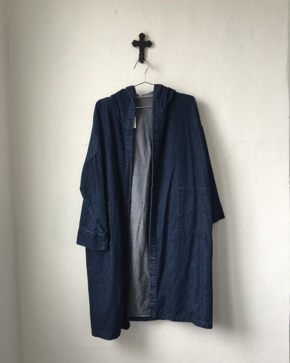 Hood denim long open jacket 상품이미지2