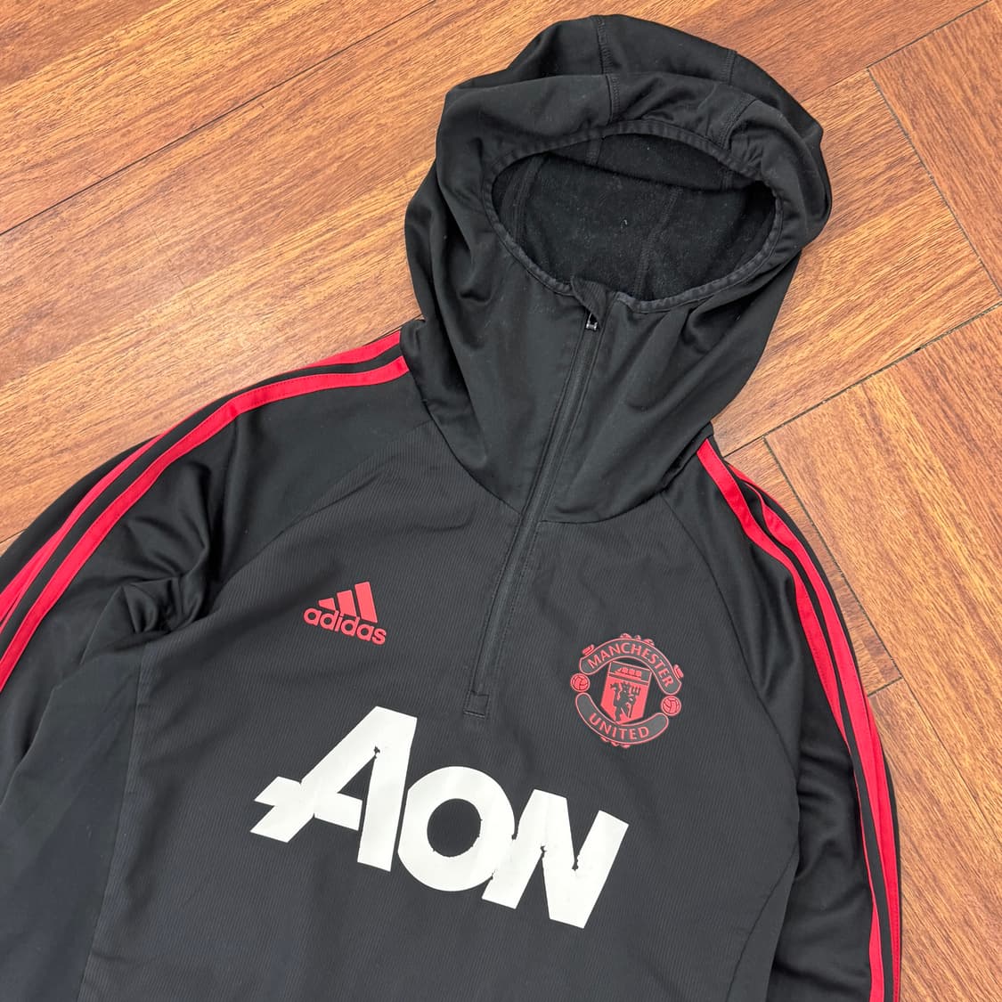 2XL 아디다스 맨체스터유나이티드 18-19시즌 트레이닝 후드 웜탑 상품이미지3