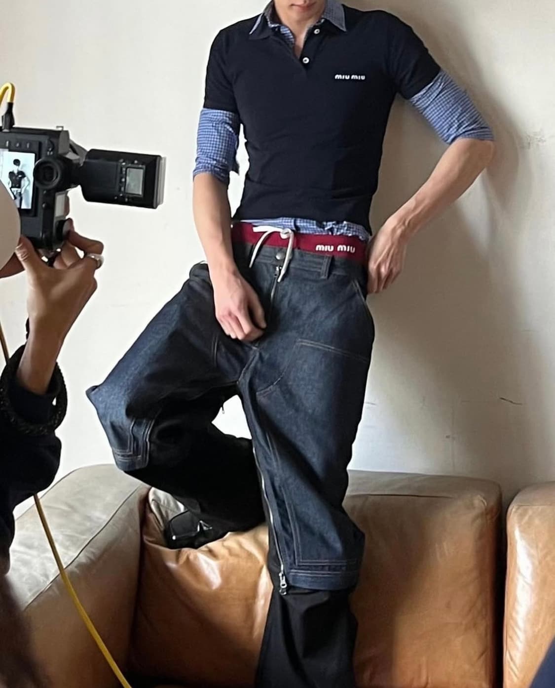 ADSB 앤더슨벨 밀리 디테쳐블 카펜터 진 인디고 블랙 상품이미지1