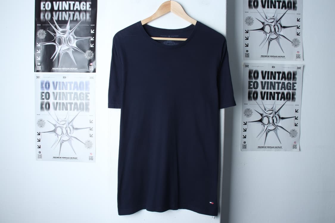 (L-XL) 타미힐피거 반팔 티셔츠 네이비 무지 기본-H30119 상품이미지2