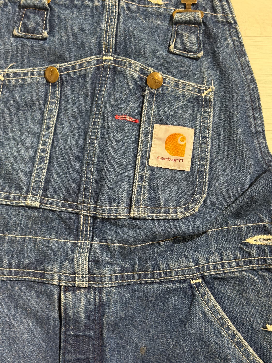 칼하트 데님 멜빵바지 32x30 상품이미지4