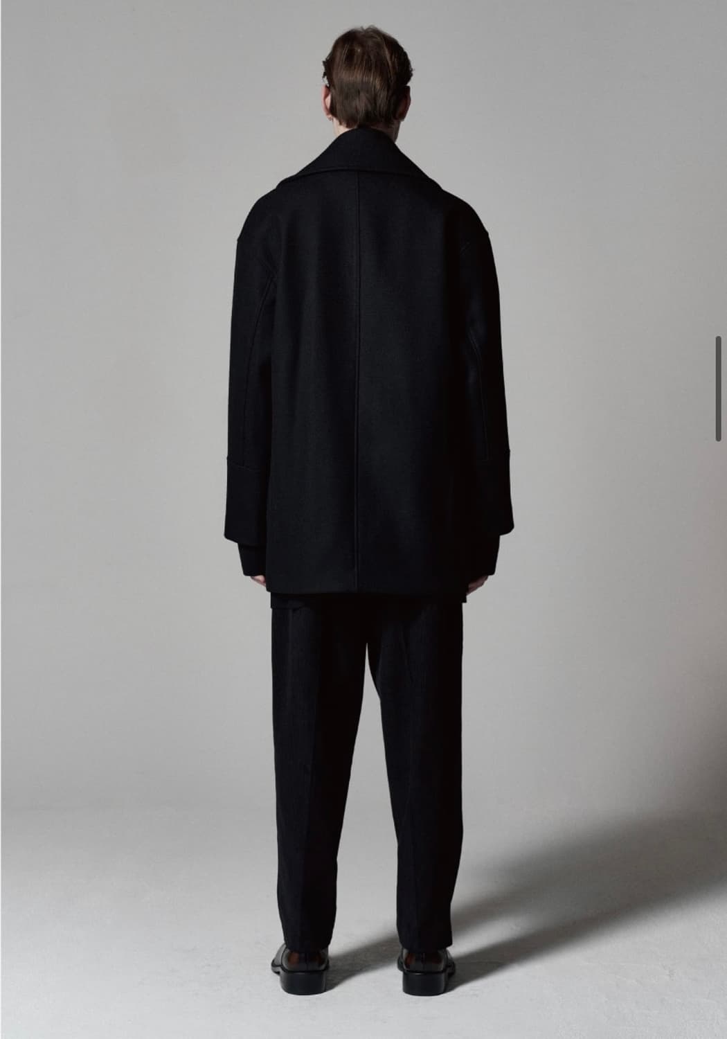 노이어 울 트위드 오버핏 피코트 블랙 상품이미지2