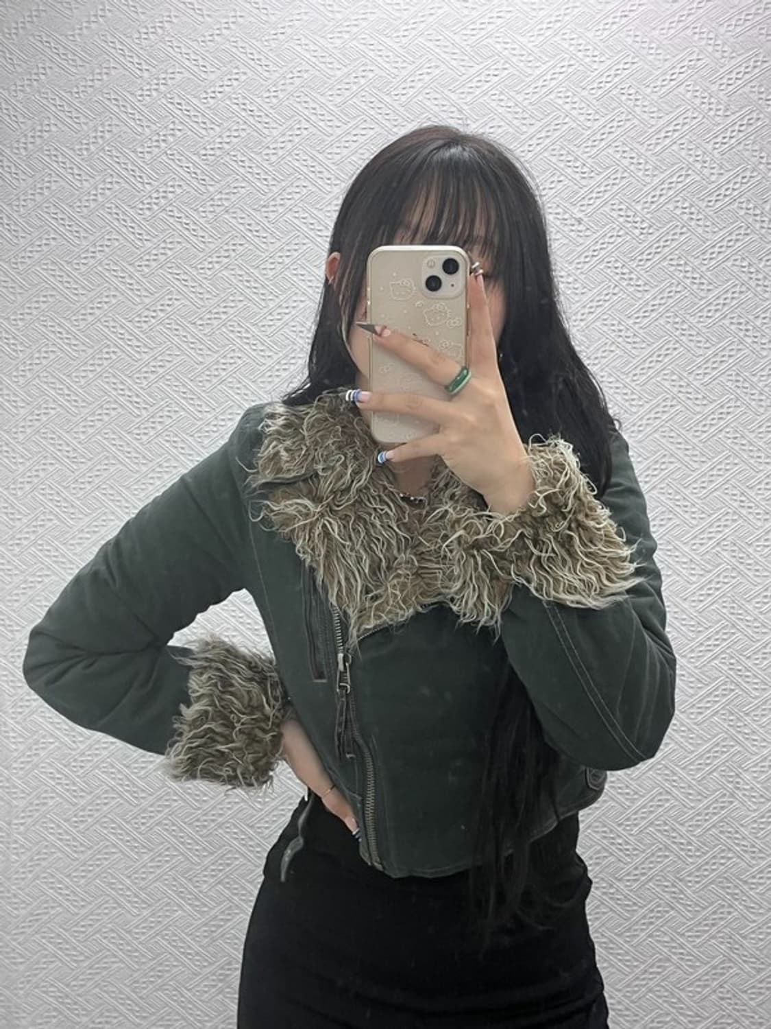 빈티지 보헤미안시크 퍼 무스탕 크롭 자켓 90 C07656 상품이미지2