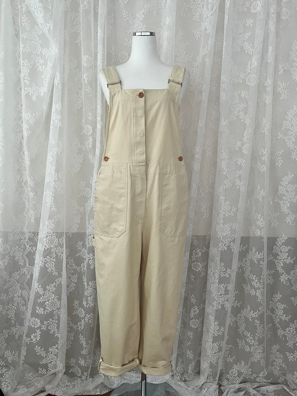 F) 스튜디오 톰보이 코튼 오버롤 팬츠 베이지 상품이미지1