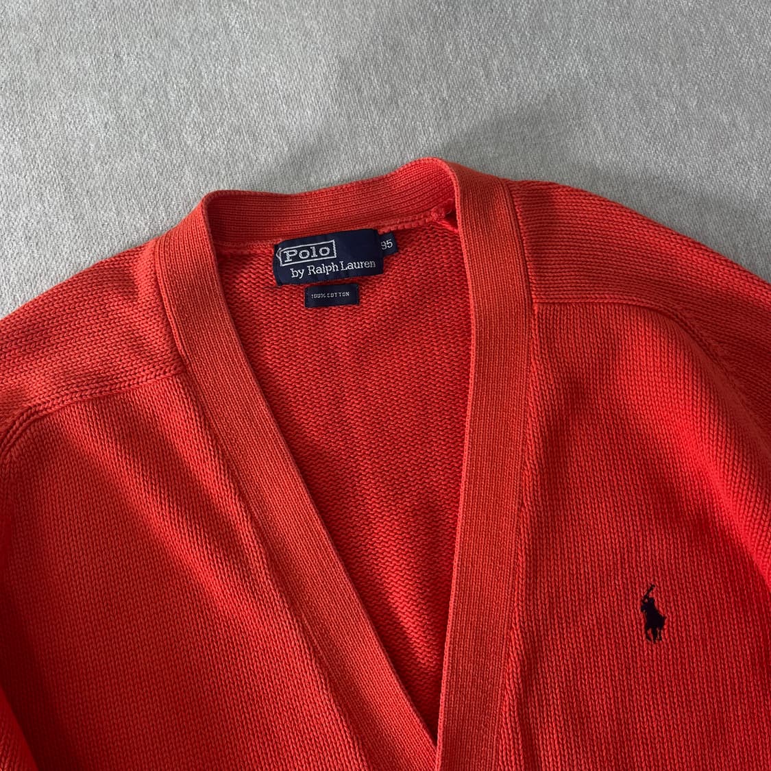 100 폴로랄프로렌 90s 신한인터네셔널 주황 가디건 상품이미지2