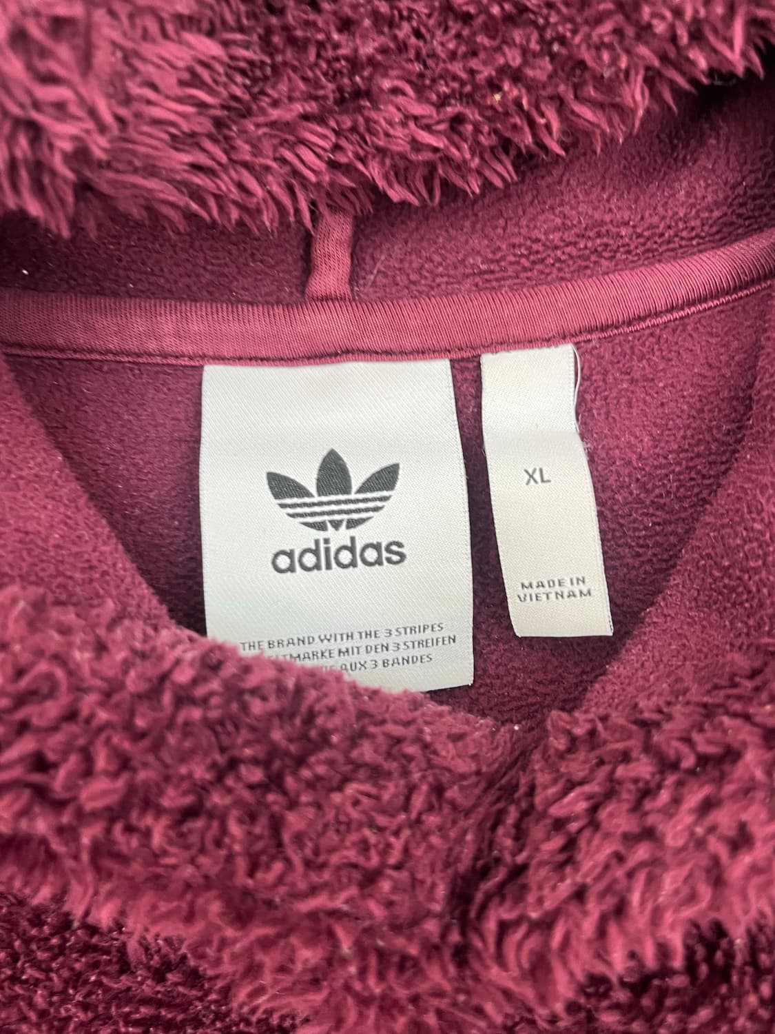 아디다스 파이어버드 양털 쉐르파 버건디 후드티(xl) 상품이미지2