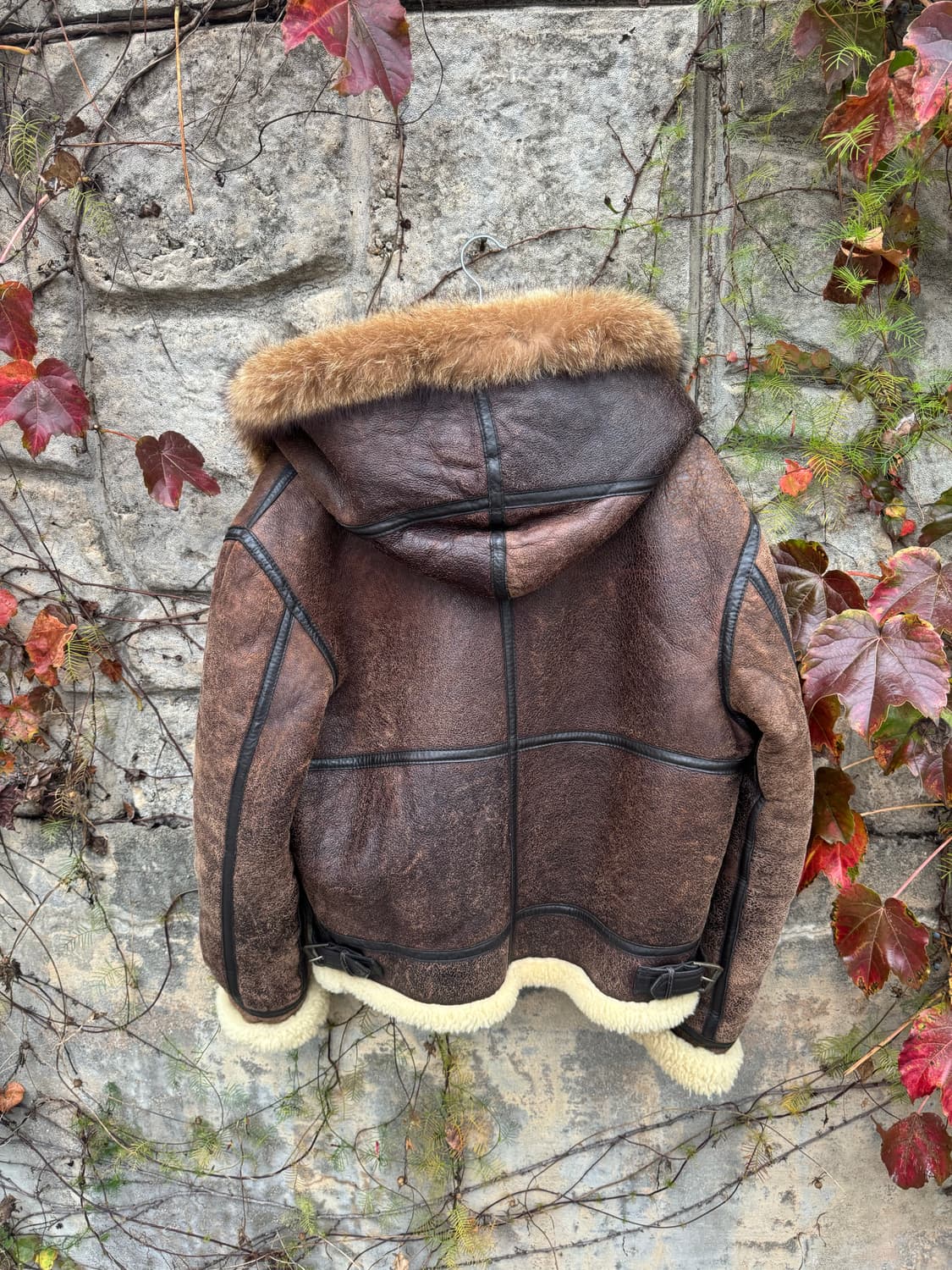 90s wind aromr 미군 b-3 쉽스킨 무통 무스탕 가죽 자켓 상품이미지2