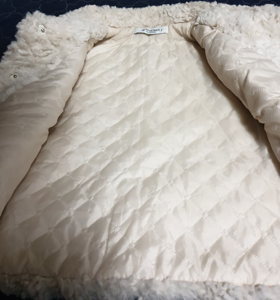 비바셔스 크롭 카라 테디 퍼 자켓 아이보리 (M) 상품이미지3