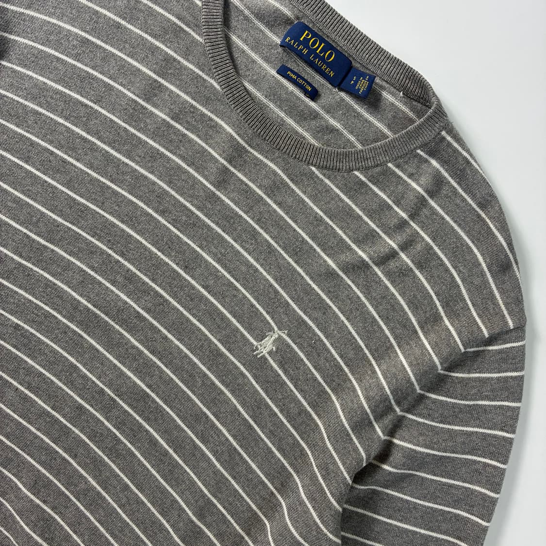 Polo  폴로 랄프로렌 자수 피마코튼 그레이 스트라이프 니트 상품이미지3